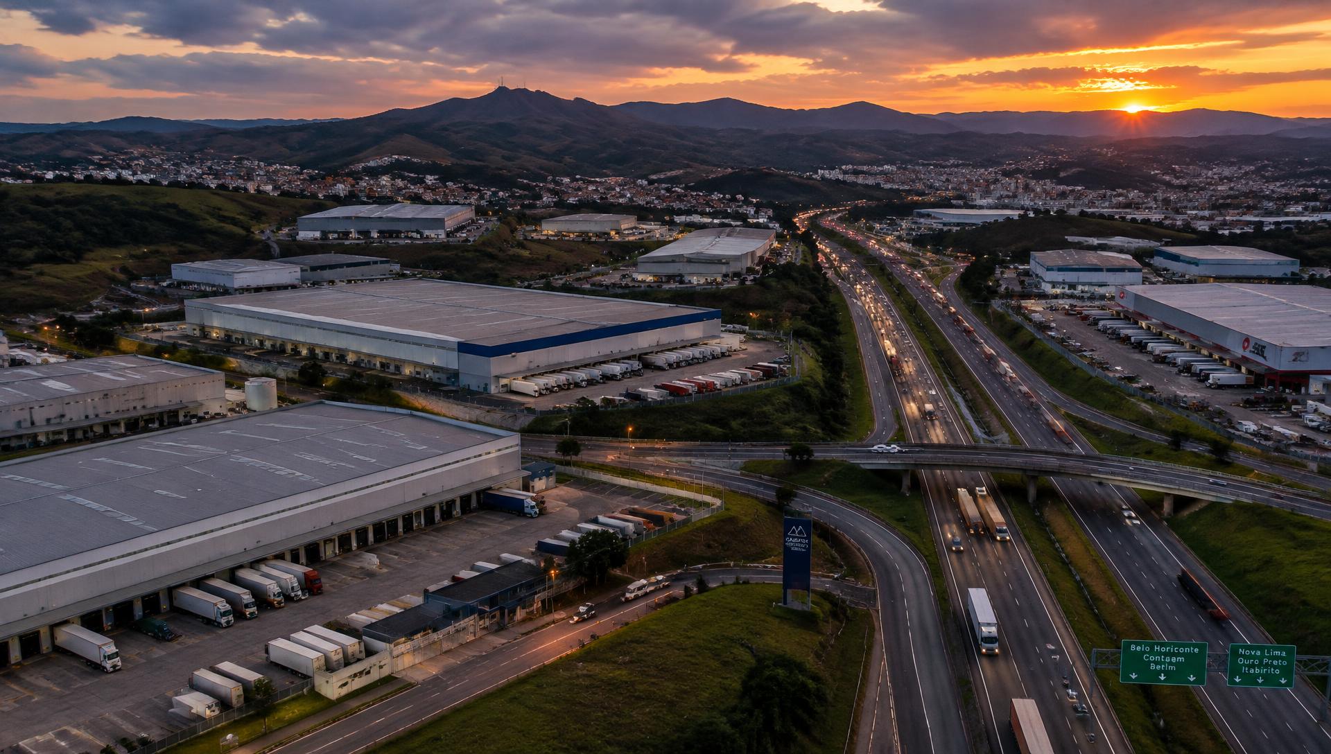 Vista aérea da área industrial e logística de Contagem